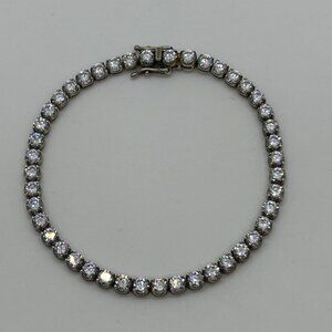 Sterling Silver Tennis Bracelet Diamonique Cubic Zirconia  7.75 Inches
